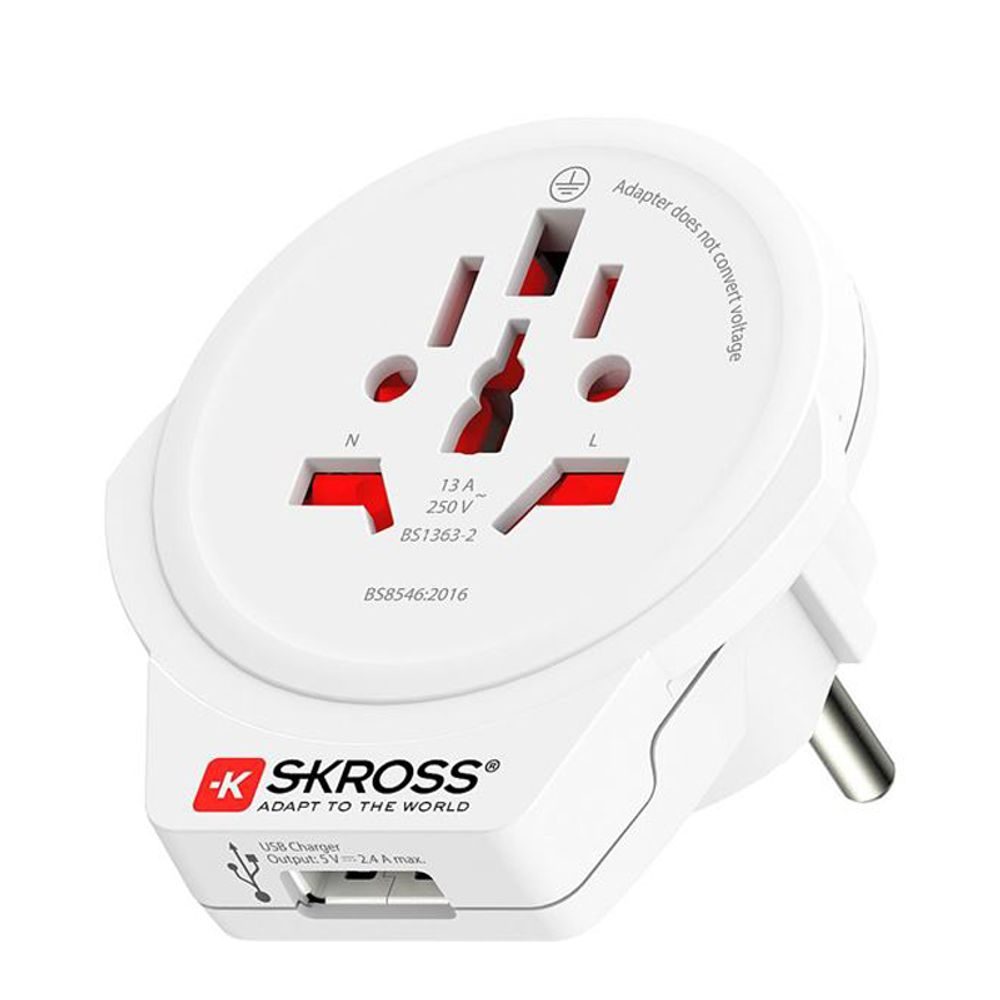 PA30USB cestovní adaptér Europe USB pro cizince v ČR, USB-A 12W, typ E/F