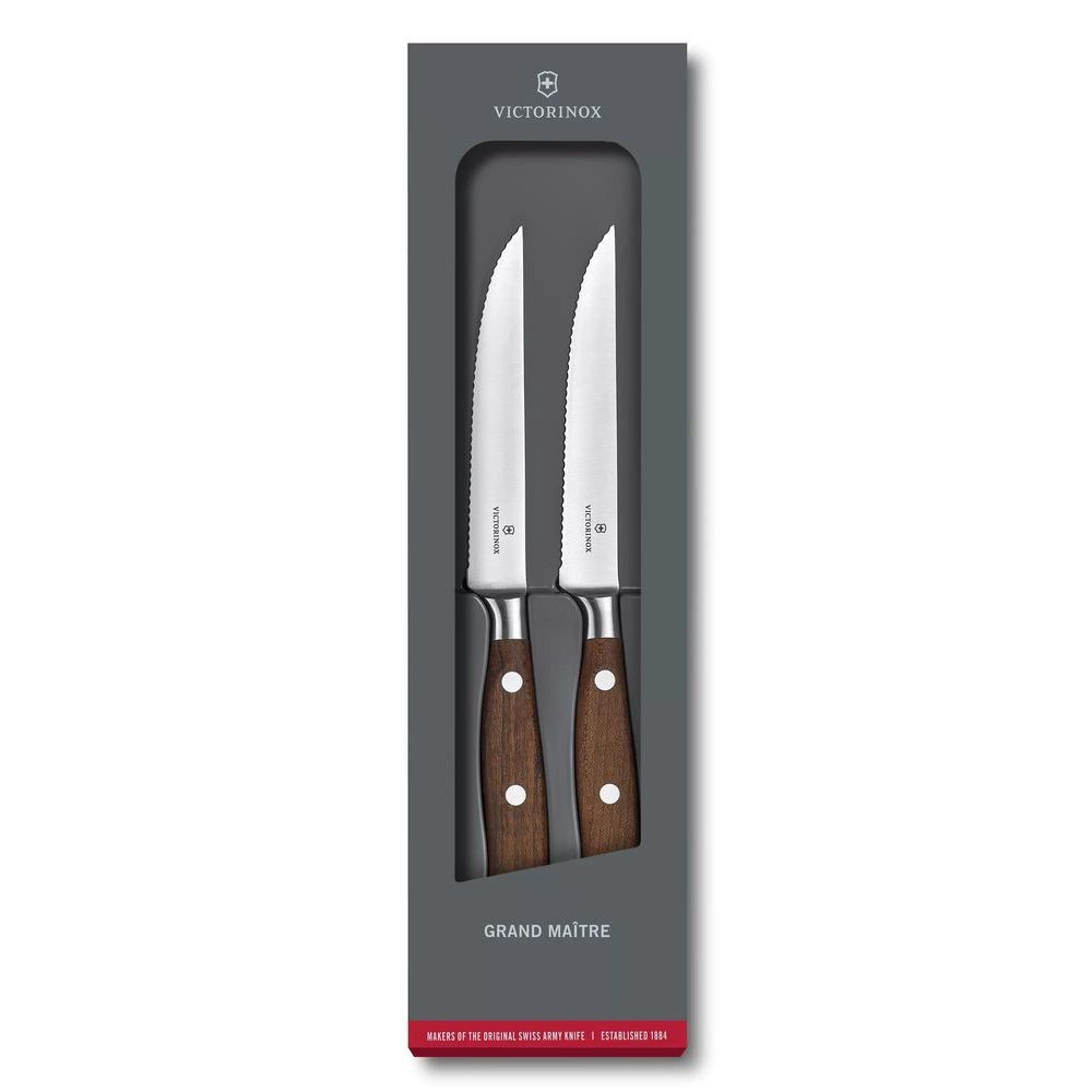 Grand Maître, steak knife set, 2pcs, 12cm, wavy, wood, gift box