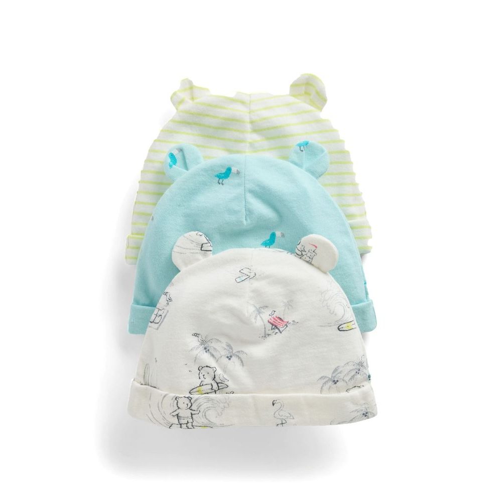 Baby bavlněná čepice, 3ks Barevná