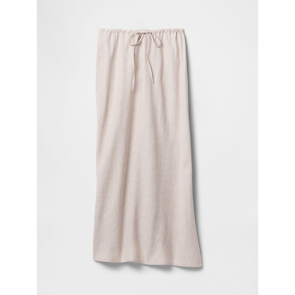 Lněná midi sukně Béžová