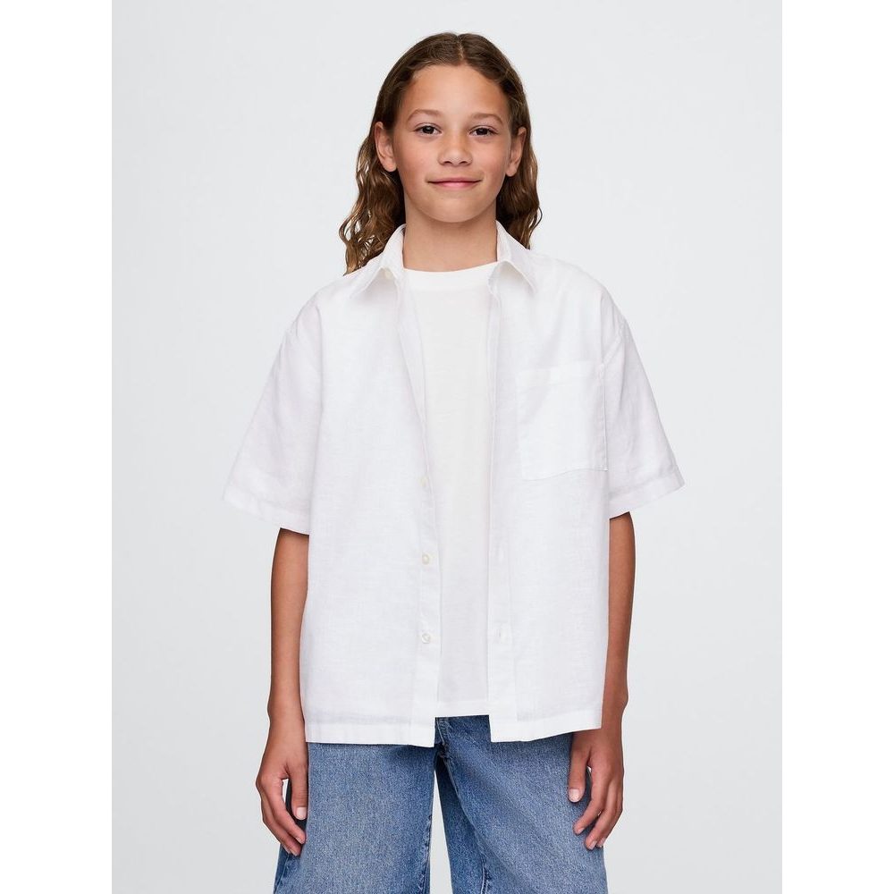 707785-02 Dětská lněná košile Bílá