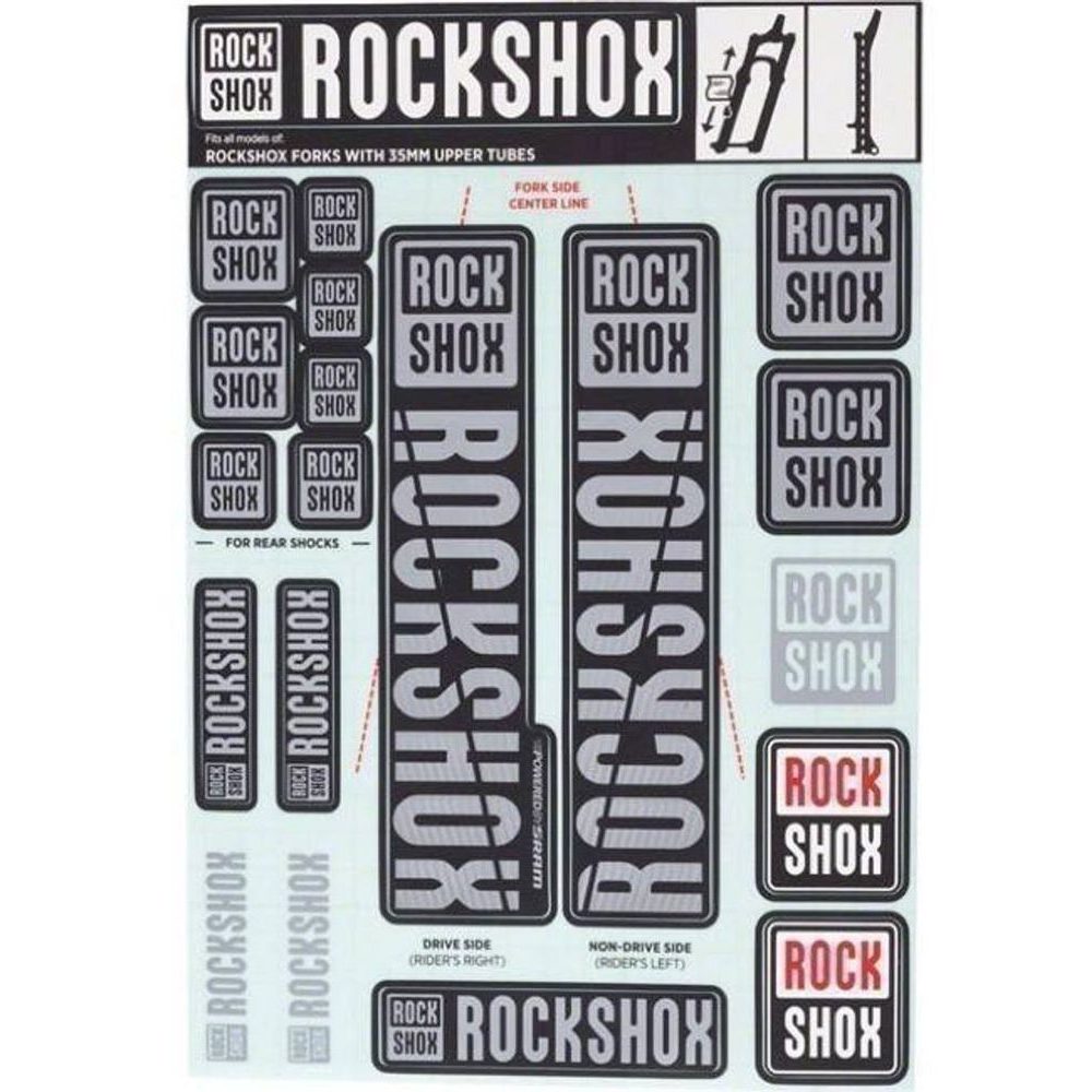 11.4318.003.522 - ROCKSHOX DECAL KIT 35MM DC POLAR GREY