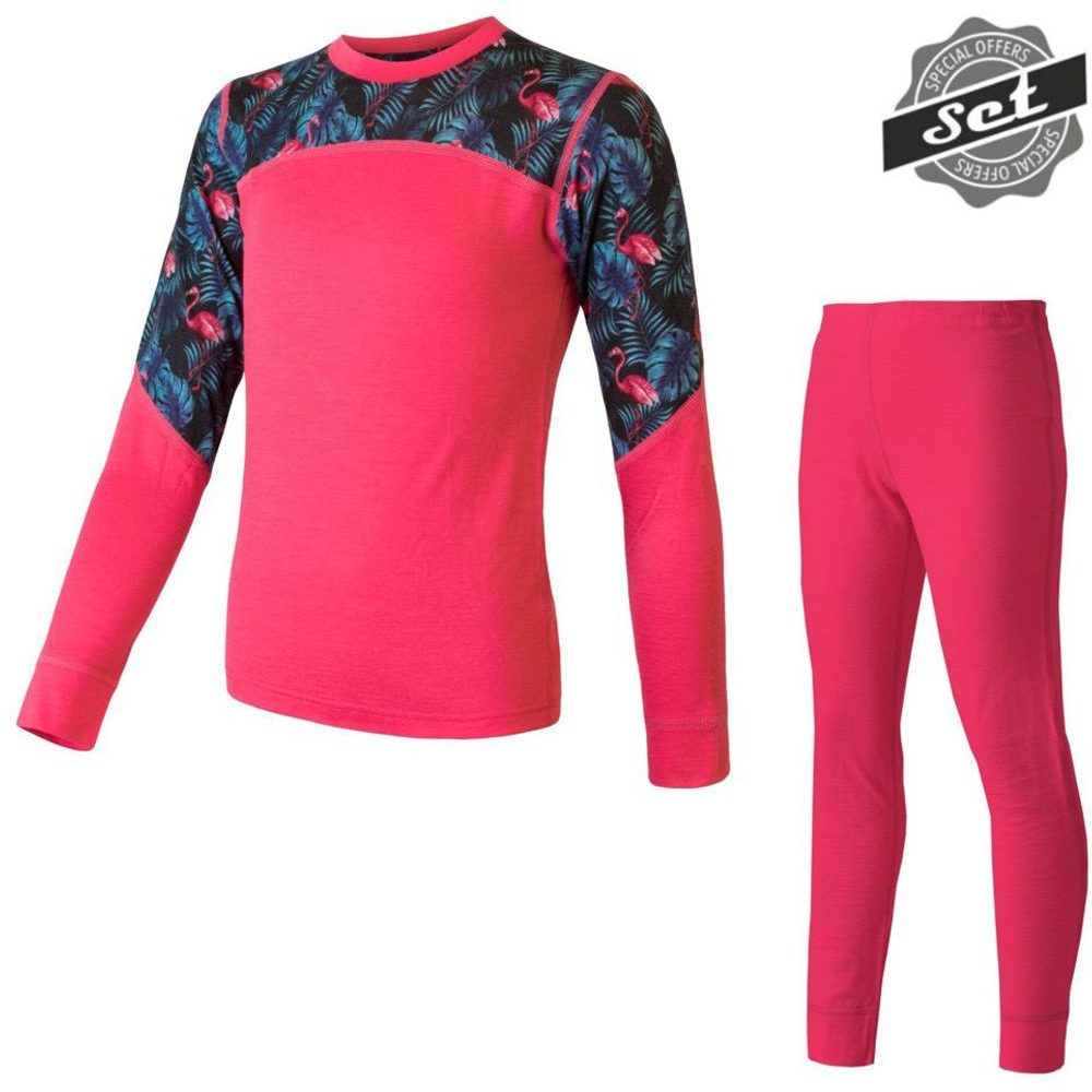 MERINO IMPRESS SET magenta/floral