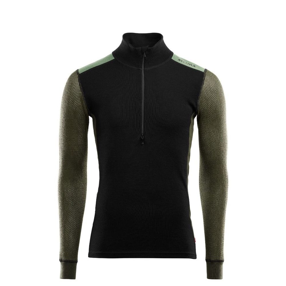 Hiking Crew Neck shirt, Man Jet Black / zelená/ Dill