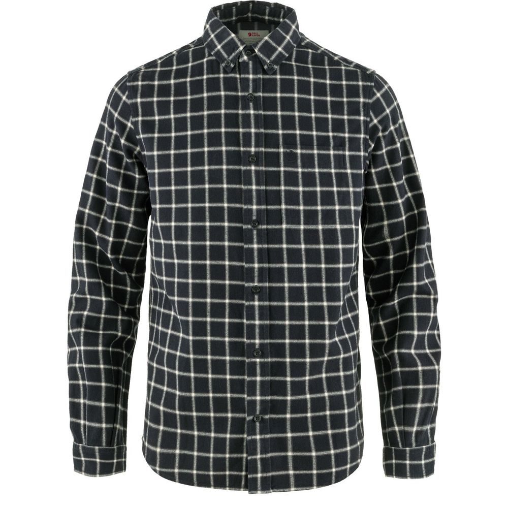 Övik Flannel Shirt M Dark Navy-Chalk White