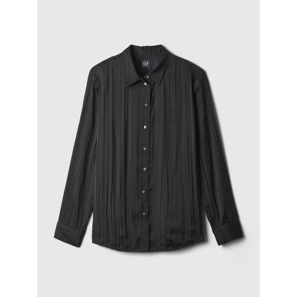 Saténová košile Boyfriend Černá