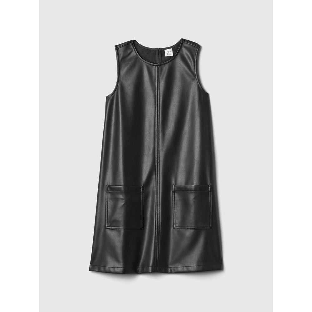 Dětské koženkové šaty Černá