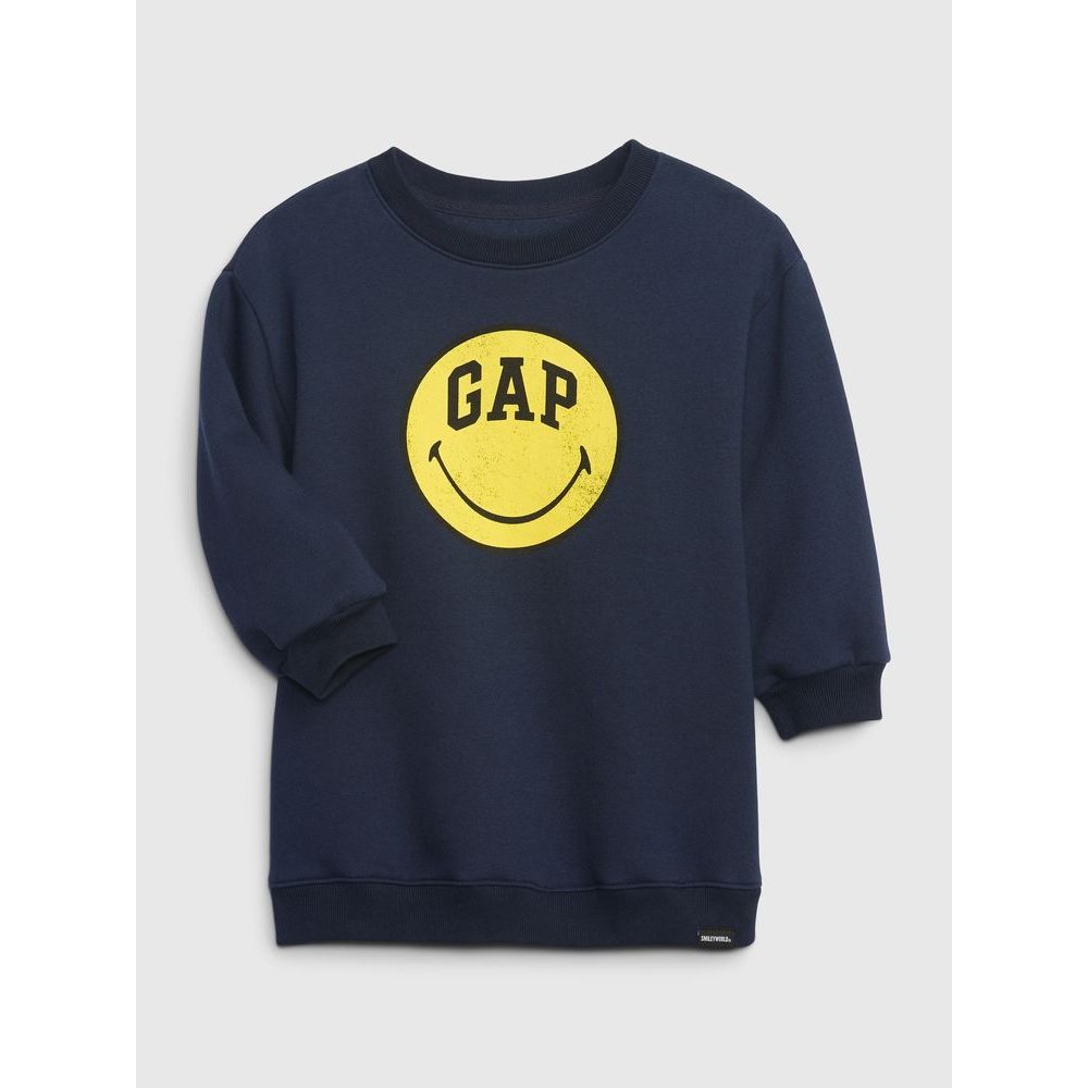 484859-00 Dětské mikinové šaty GAP & Smiley® Tmavě modrá