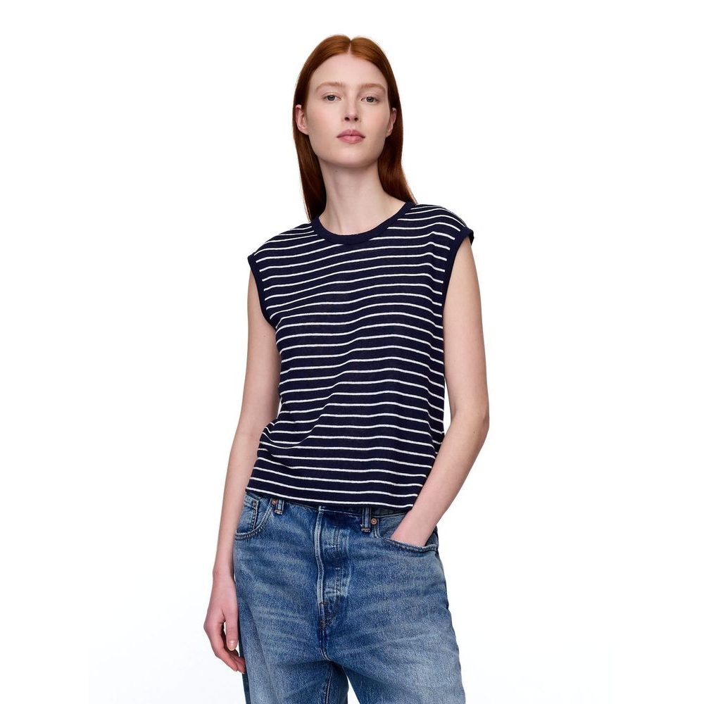 Lněný top Tmavě modrá