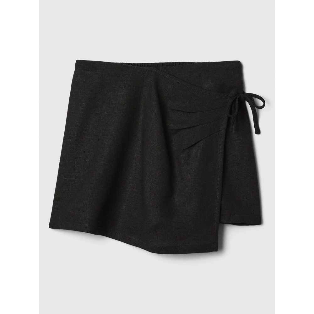 407530-00 Dětská lněná kraťasová sukně Černá