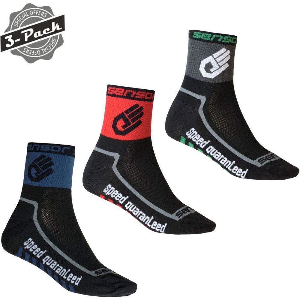PONOŽKY 3-PACK RACE LITE HAND černá/červená/tm.modrá