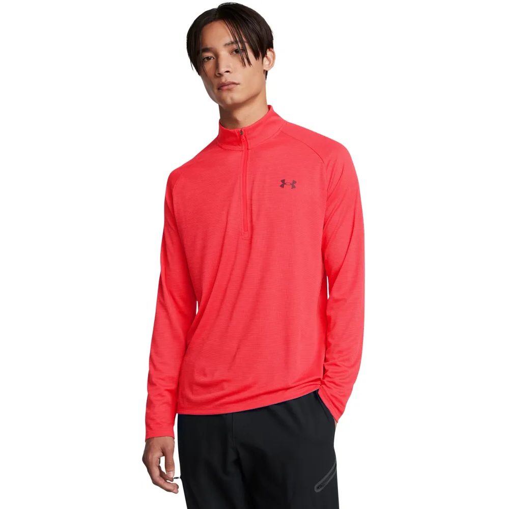 UA Tech Textured 1/2 Zip-RED