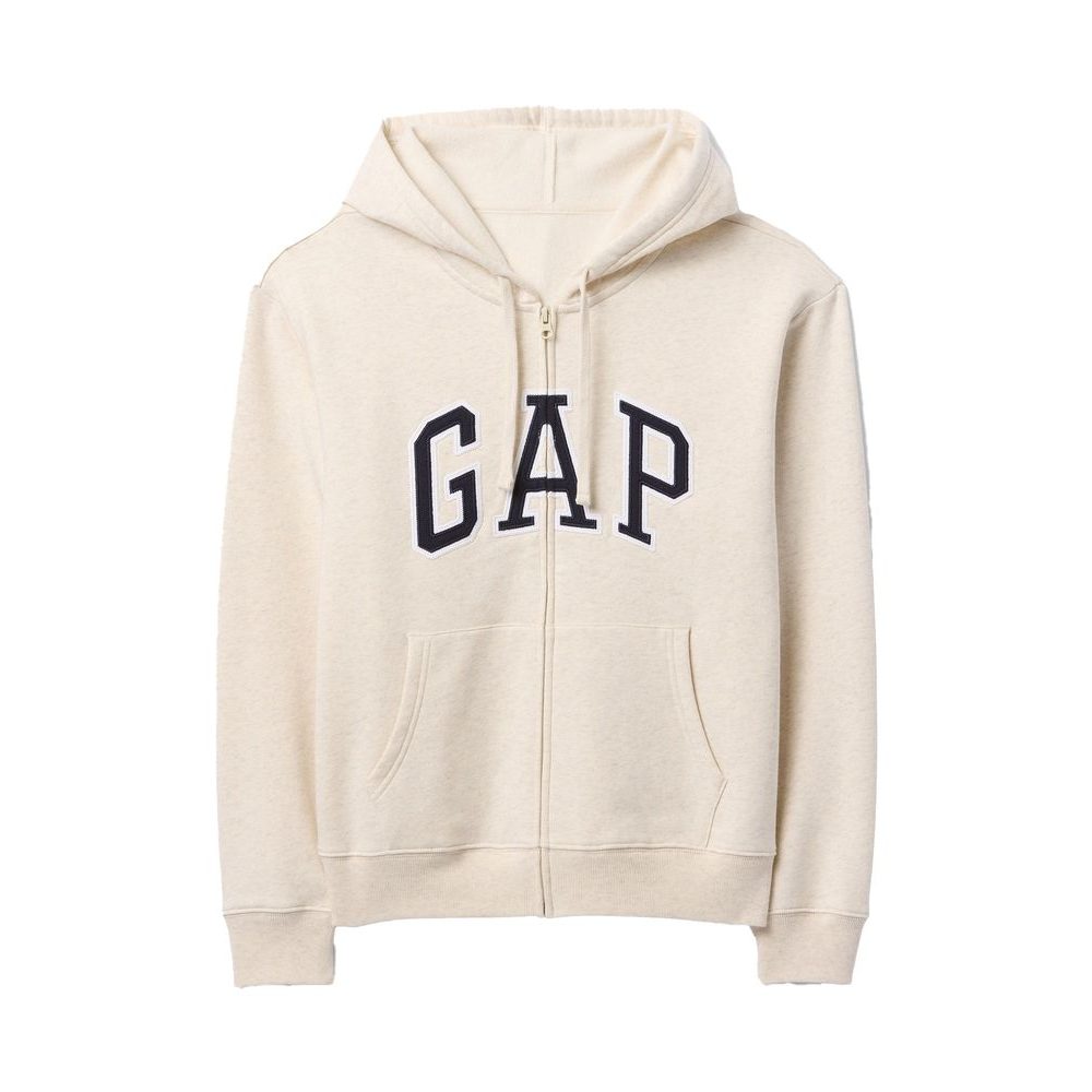 Mikina na zip s logem Béžová