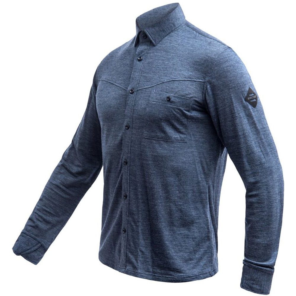 MERINO LITE unisex košile dl.rukáv mottled blue