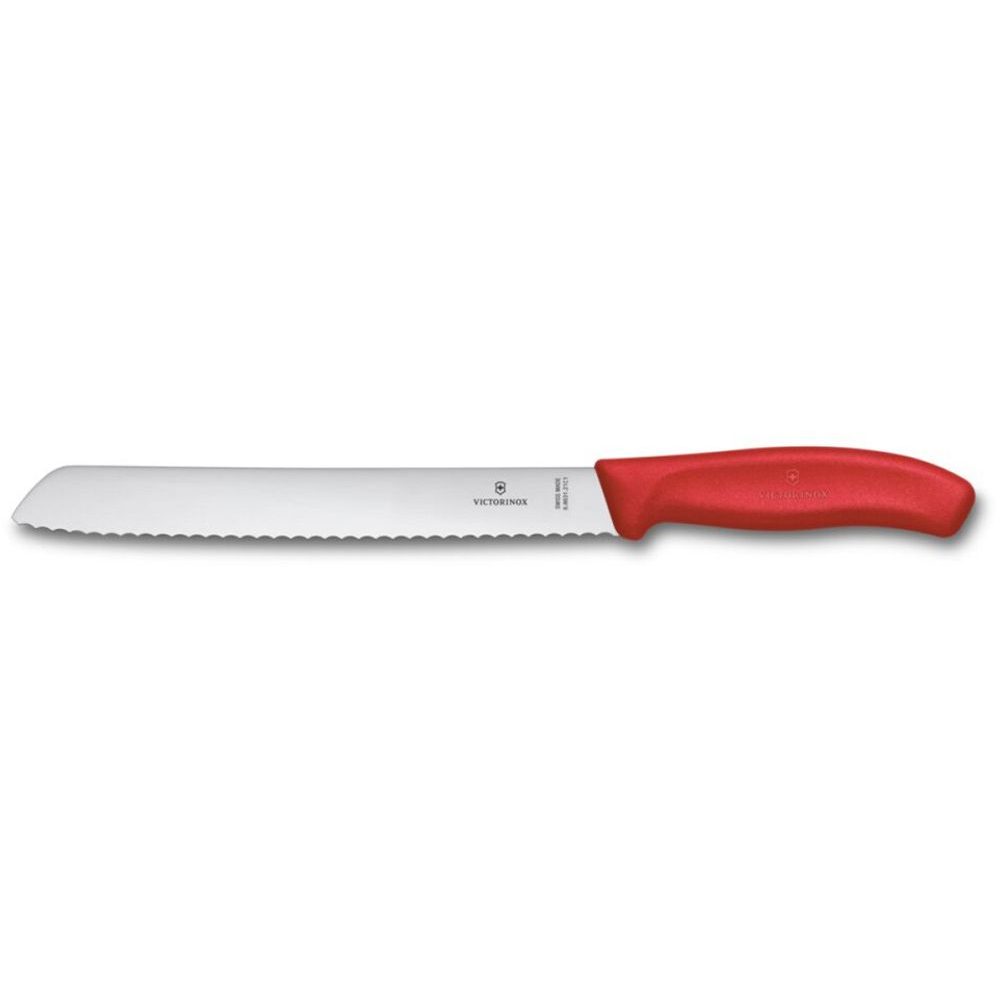 Swiss Classic, bread knife, 21cm, wavy, red, blister