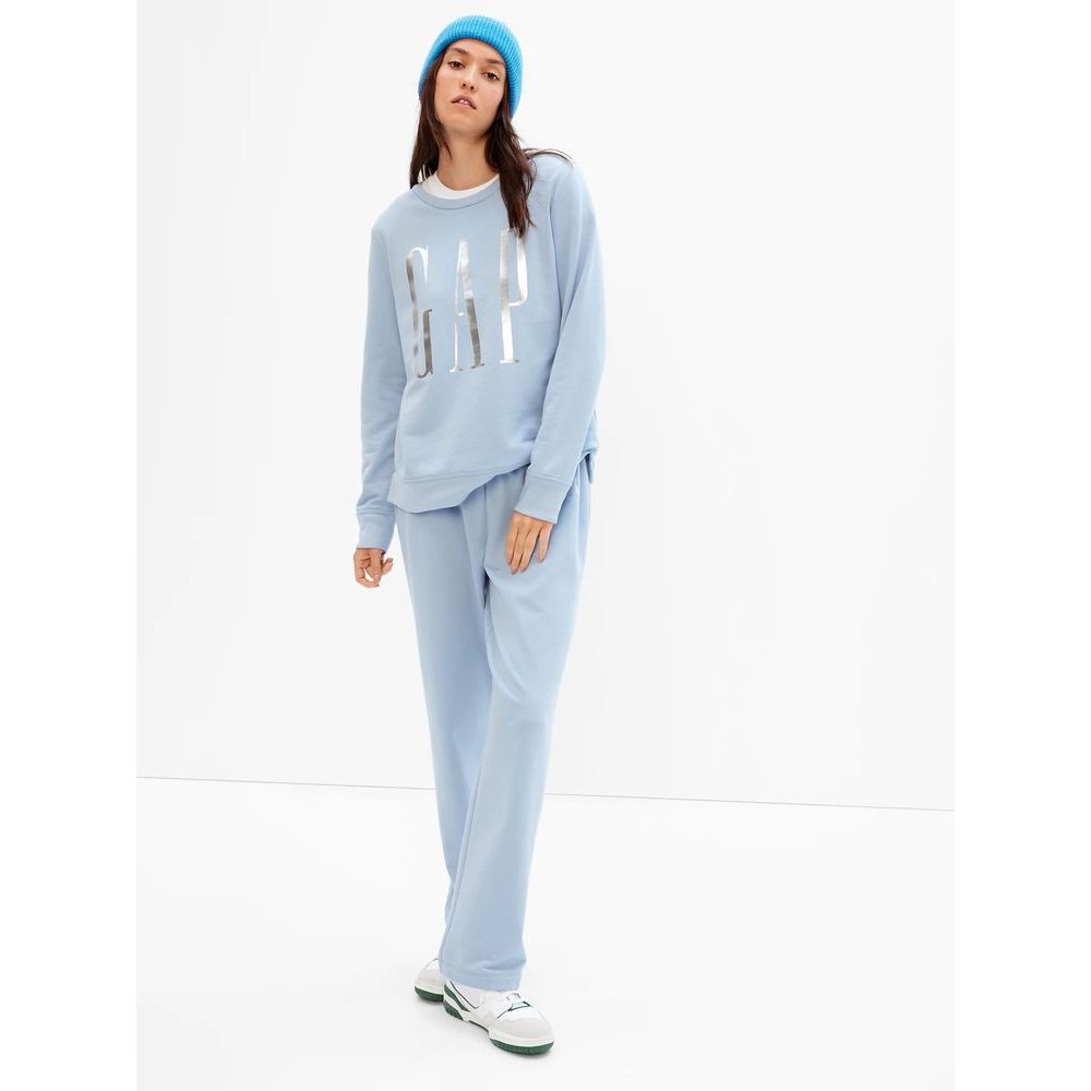 873575-11 Mikina s logem a rozparky Modrá