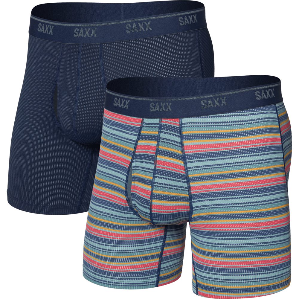 QUEST QUICK-DRY MESH BOXER BRIEF FLY 2PK harvest stripe/maritime