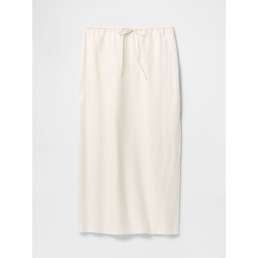 Lněná midi sukně Bílá