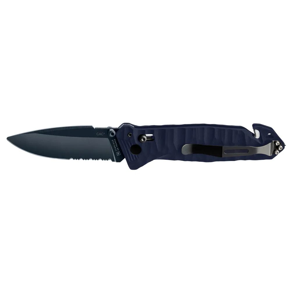 CAC S200 FRENCH BLUE BLADE Textured G10 Blue Handle -Pouch - Fork Rounded Tip