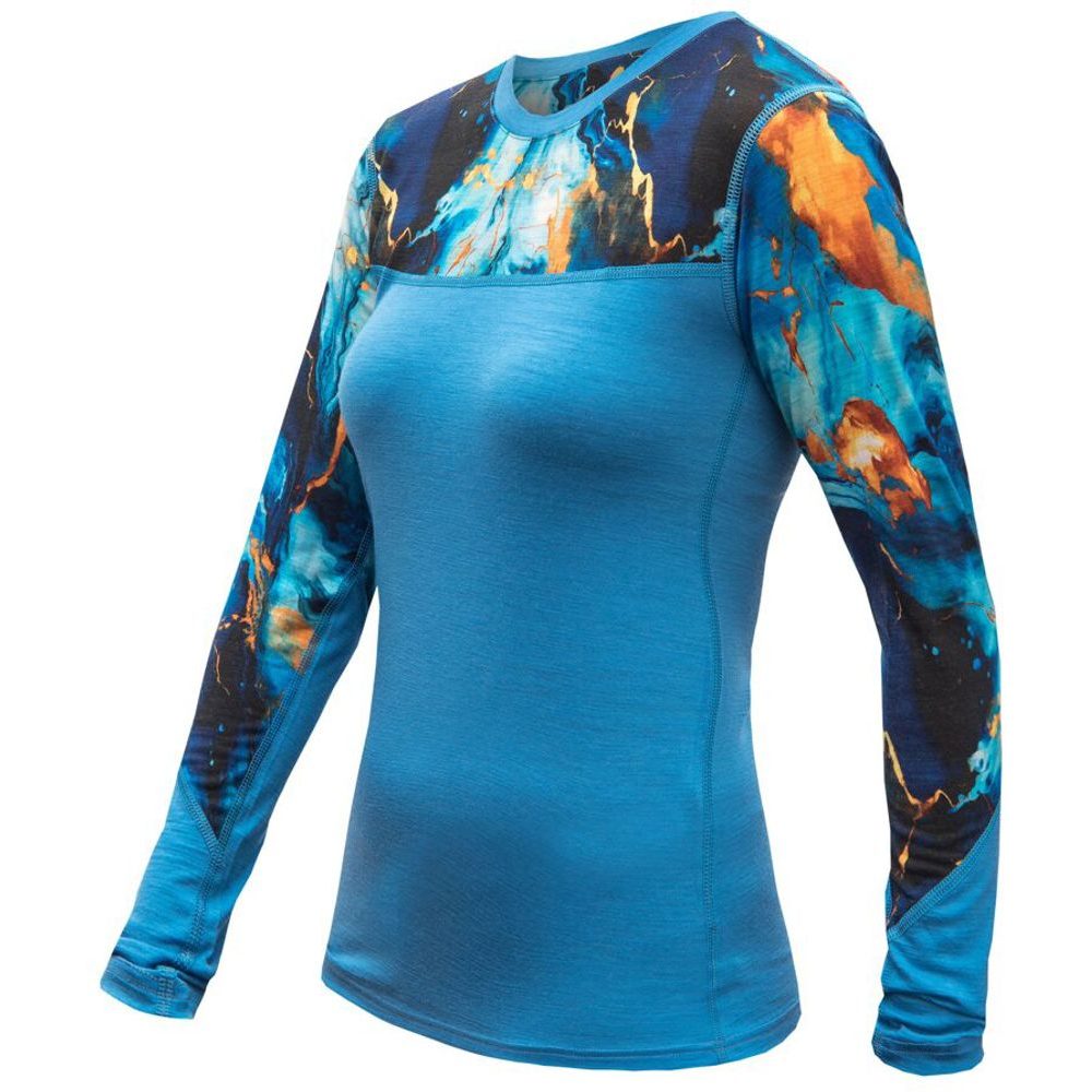 MERINO IMPRESS dámské triko dl.rukáv modrá/universe