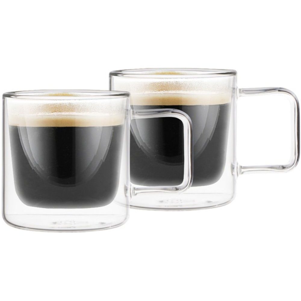 Sada 2 ks hrnků s uchem s dvojitým sklem 80 ml