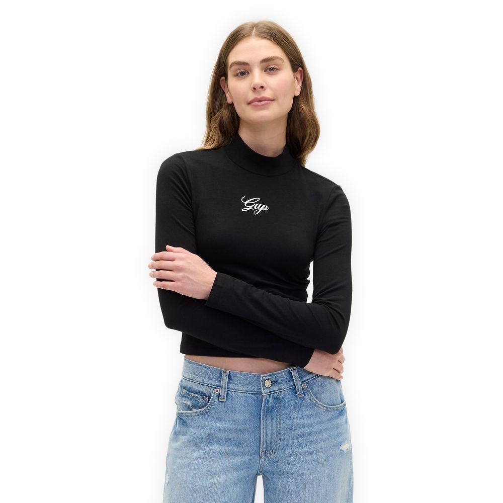 846973-02 Crop tričko s logem Černá