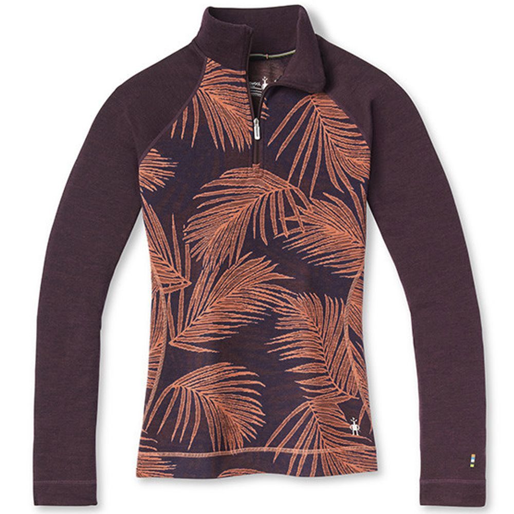 W MERINO 250 BL PATTERN 1/4 ZIP BOXED, sunset coral palm