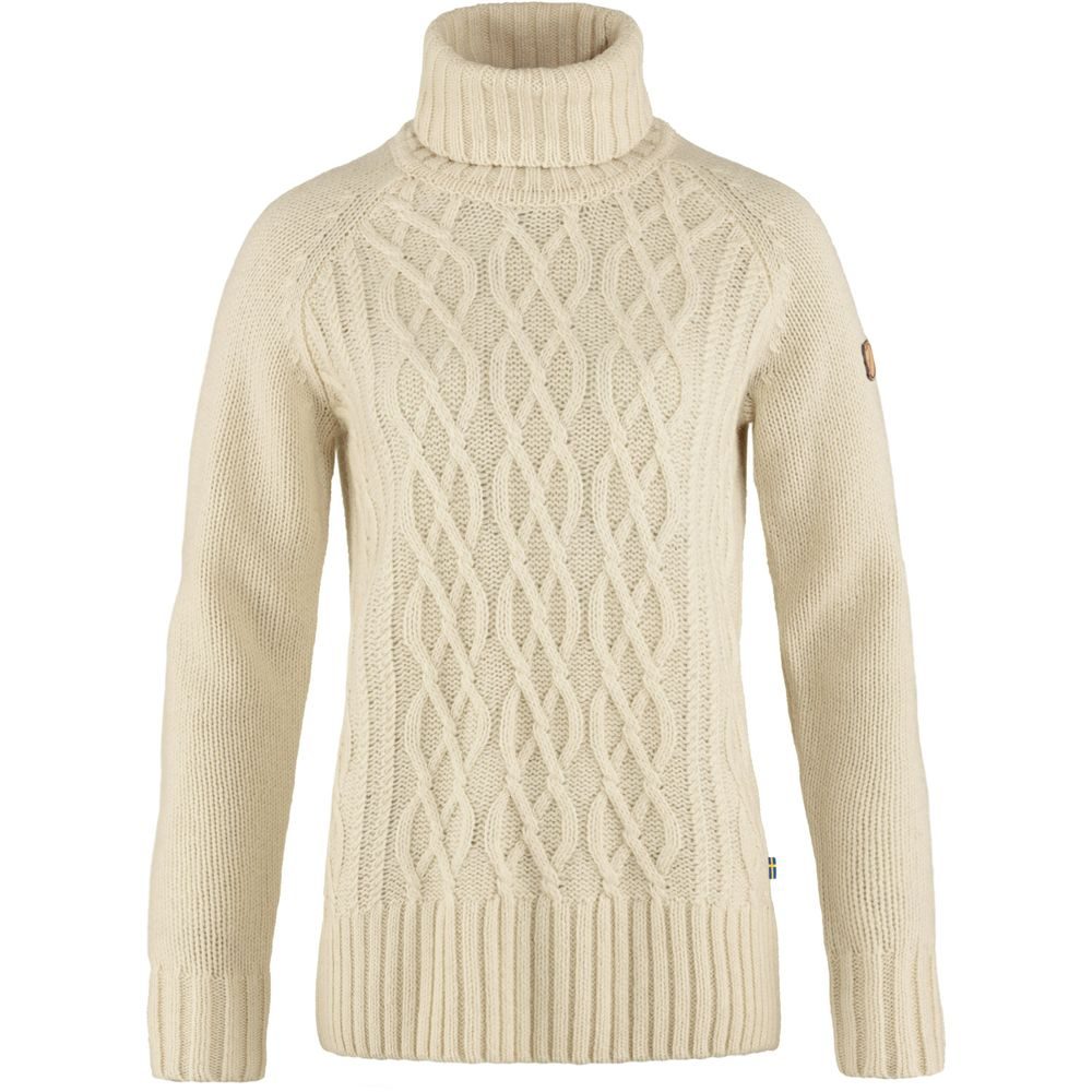 Övik Cable Knit Roller Neck W Chalk White