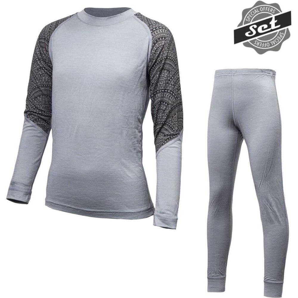 MERINO IMPRESS DĚTSKÝ SET šedá/maori