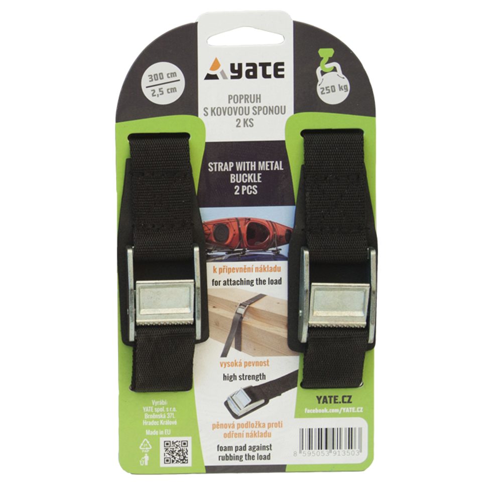 Popruh s kovovou sponou 2,5x300 cm - 2 ks