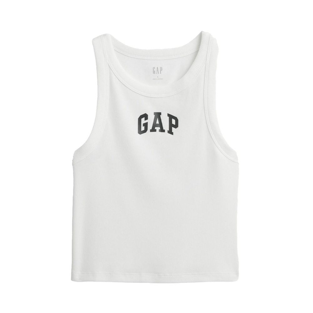 Žebrované tílko s logem Bílá