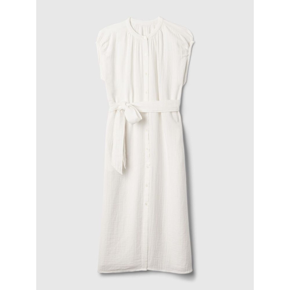 857632-01 Mušelínové midi šaty Bílá