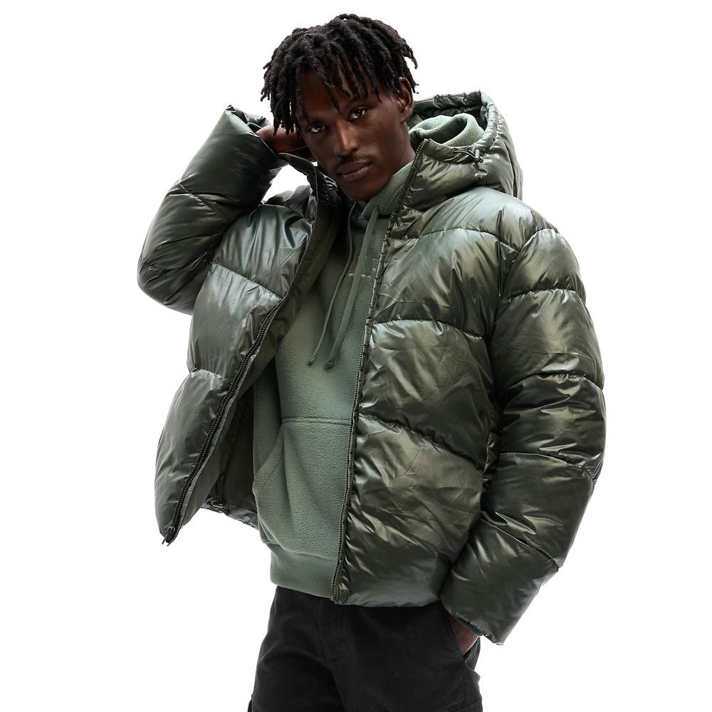 816437-02 Prošívaná bunda s kapucí, Zelená