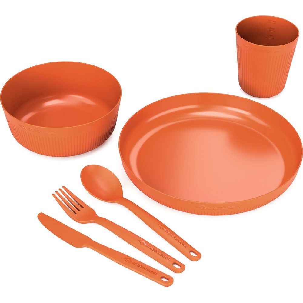 Camp Dinnerware Set w/ Mesh Sack - [6 Piece Burnt Orange Burnt Orange