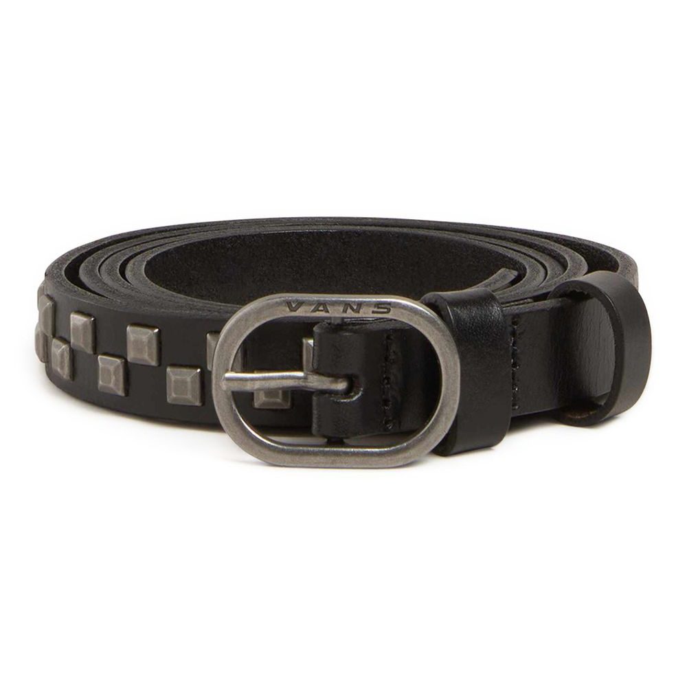 Check Leather Belt Black