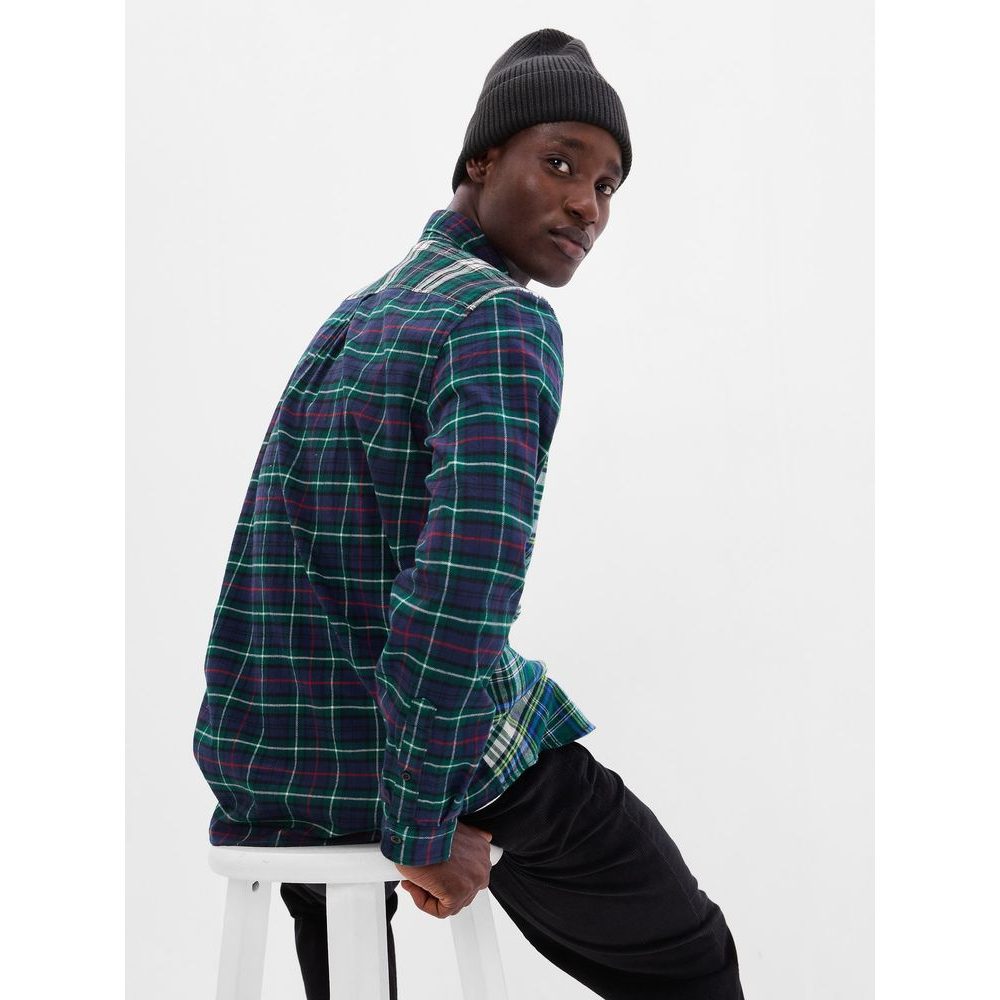 488359-01 Flanelová kostkovaná košile Zelená