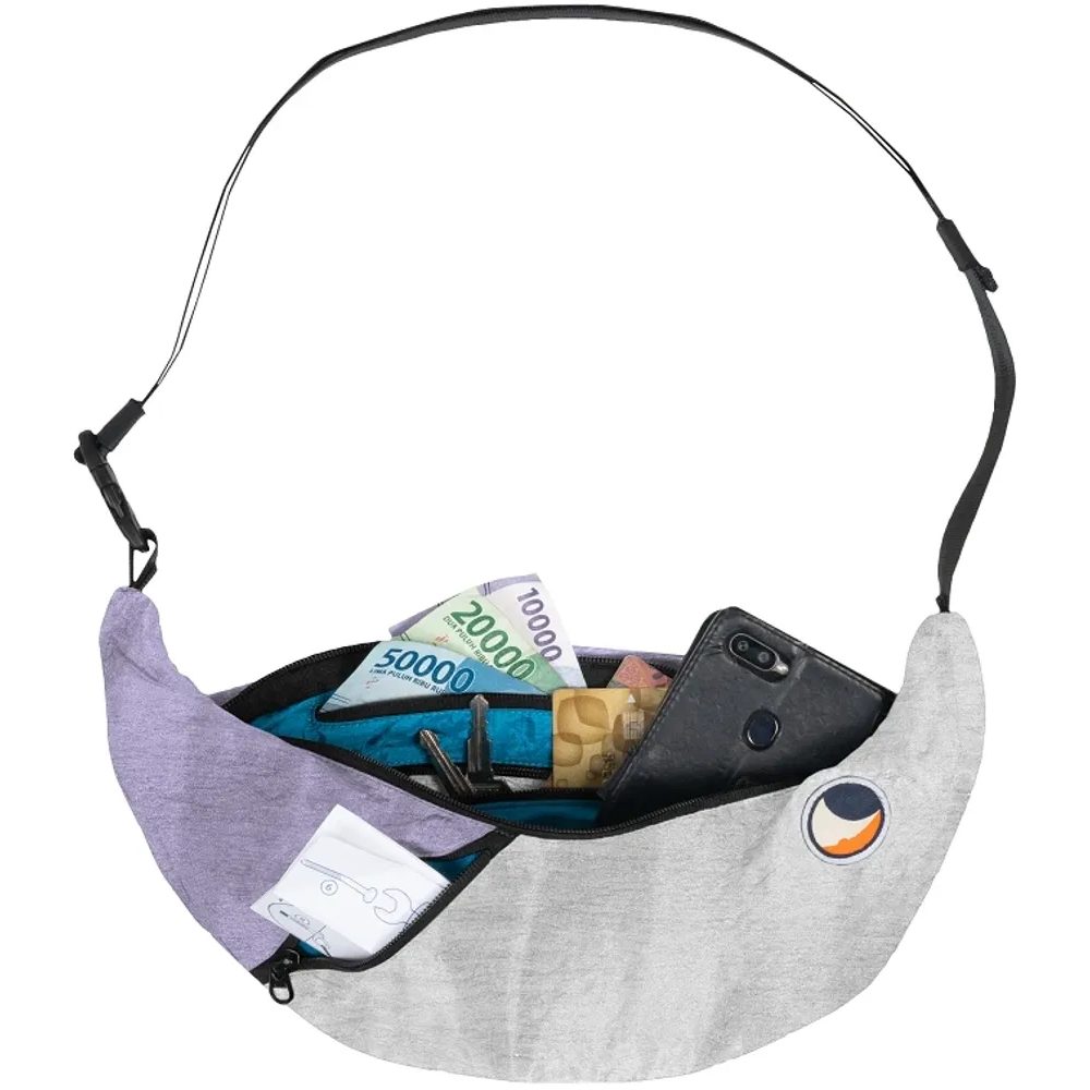 Upcycled Sling Bag Light Grey / Light Purple