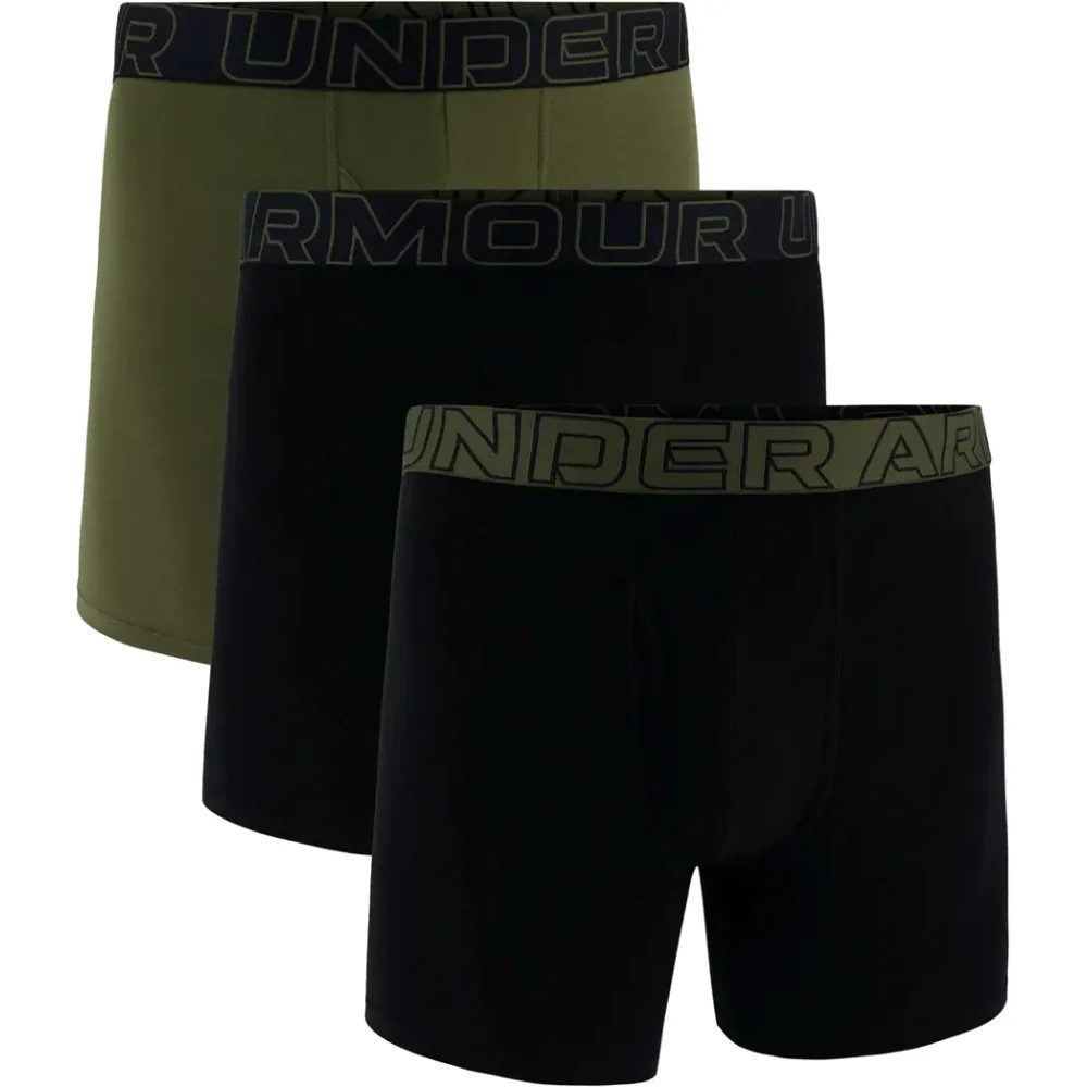 M UA Perf Cotton 6in - 3pk BLK/GRN