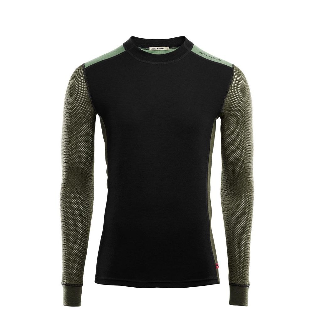 Hiking Crew Neck shirt, Man Jet Black / Green / Dill