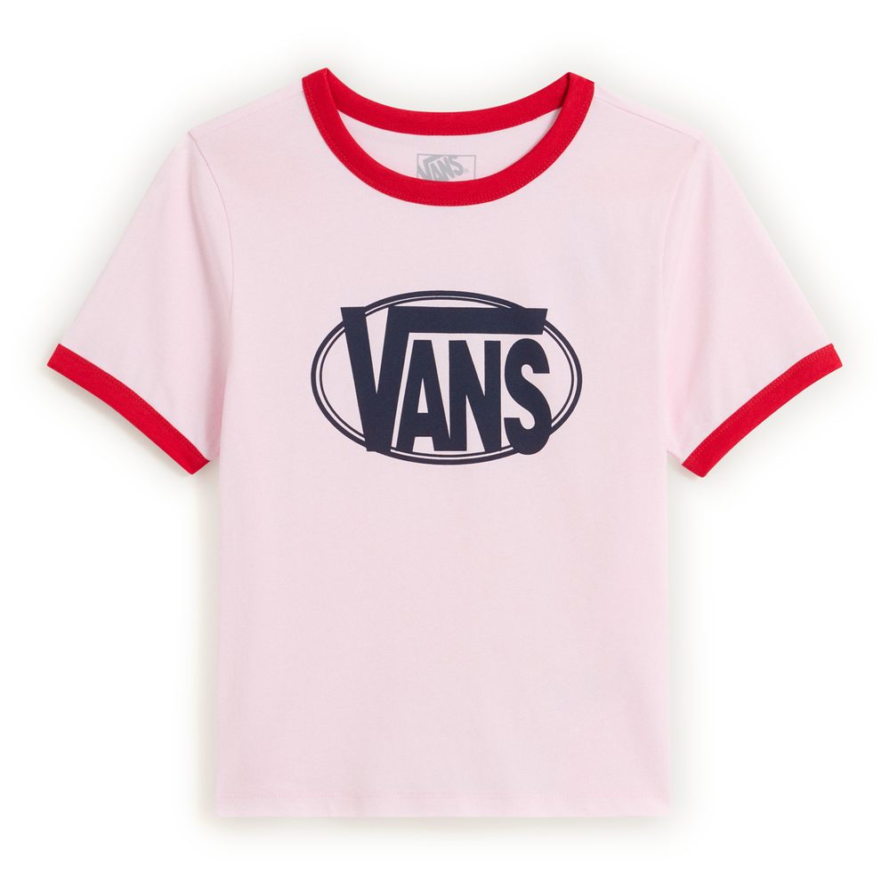 W CENTER CHEST RINGER TEE PASTEL PINK
