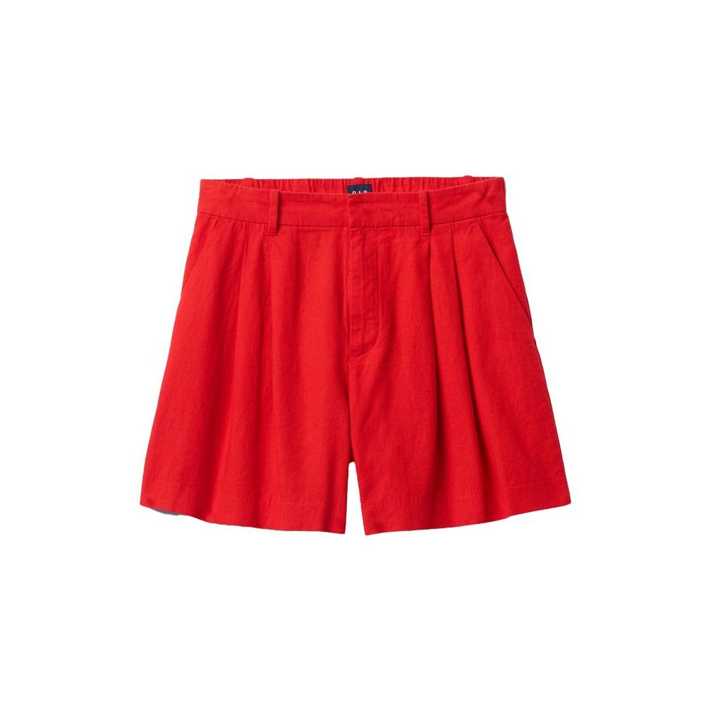 Lněné kraťasy Červená