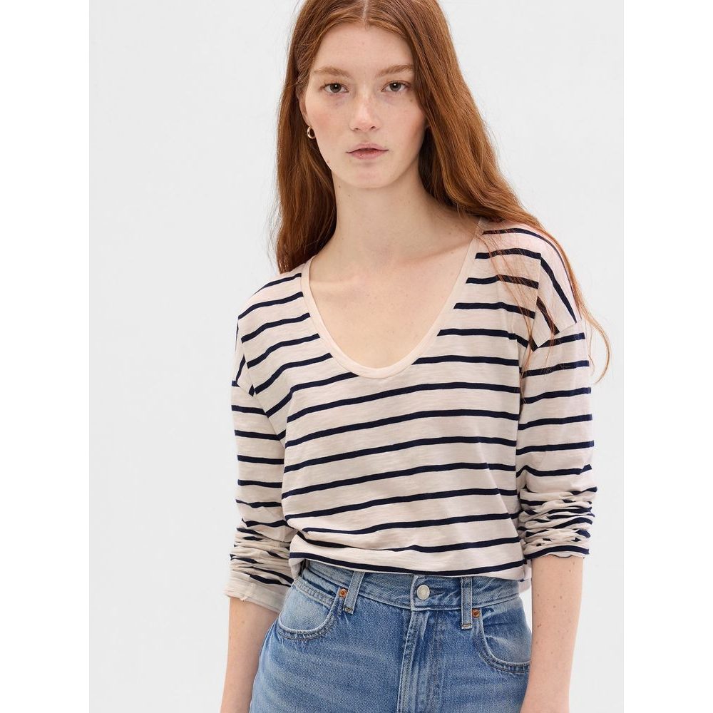 509173-01 Pruhované tričko organic Bílá