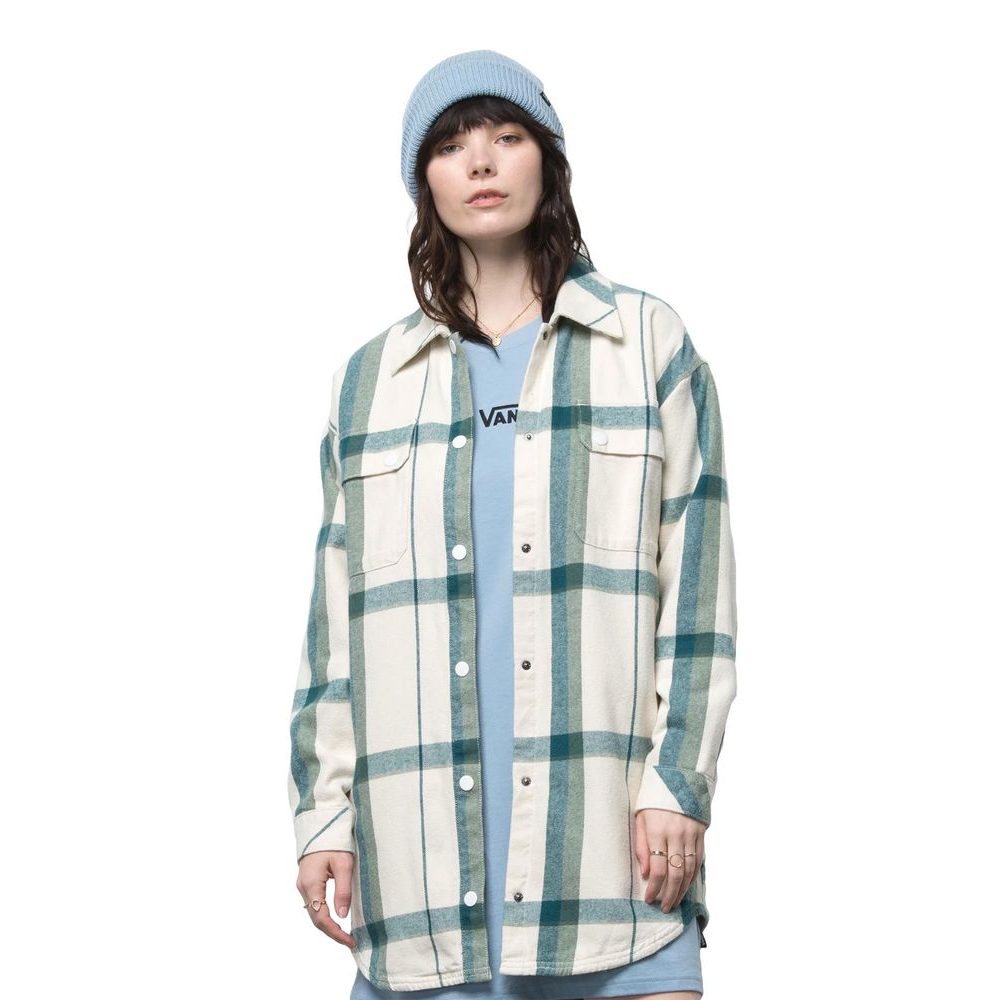 HAL PLAID SHACKET, MARSHMALLOW