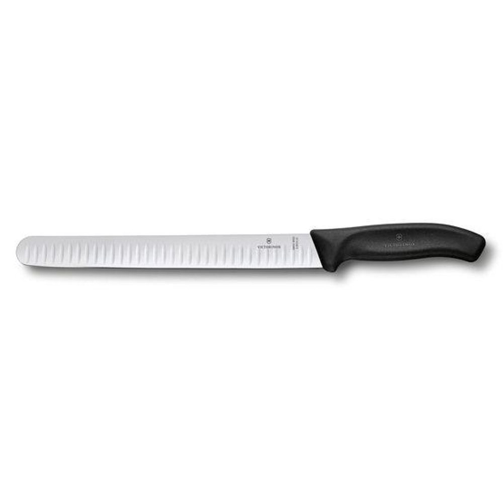 Swiss Classic, slicing knife, 25cm, straight,fluted,black,blister