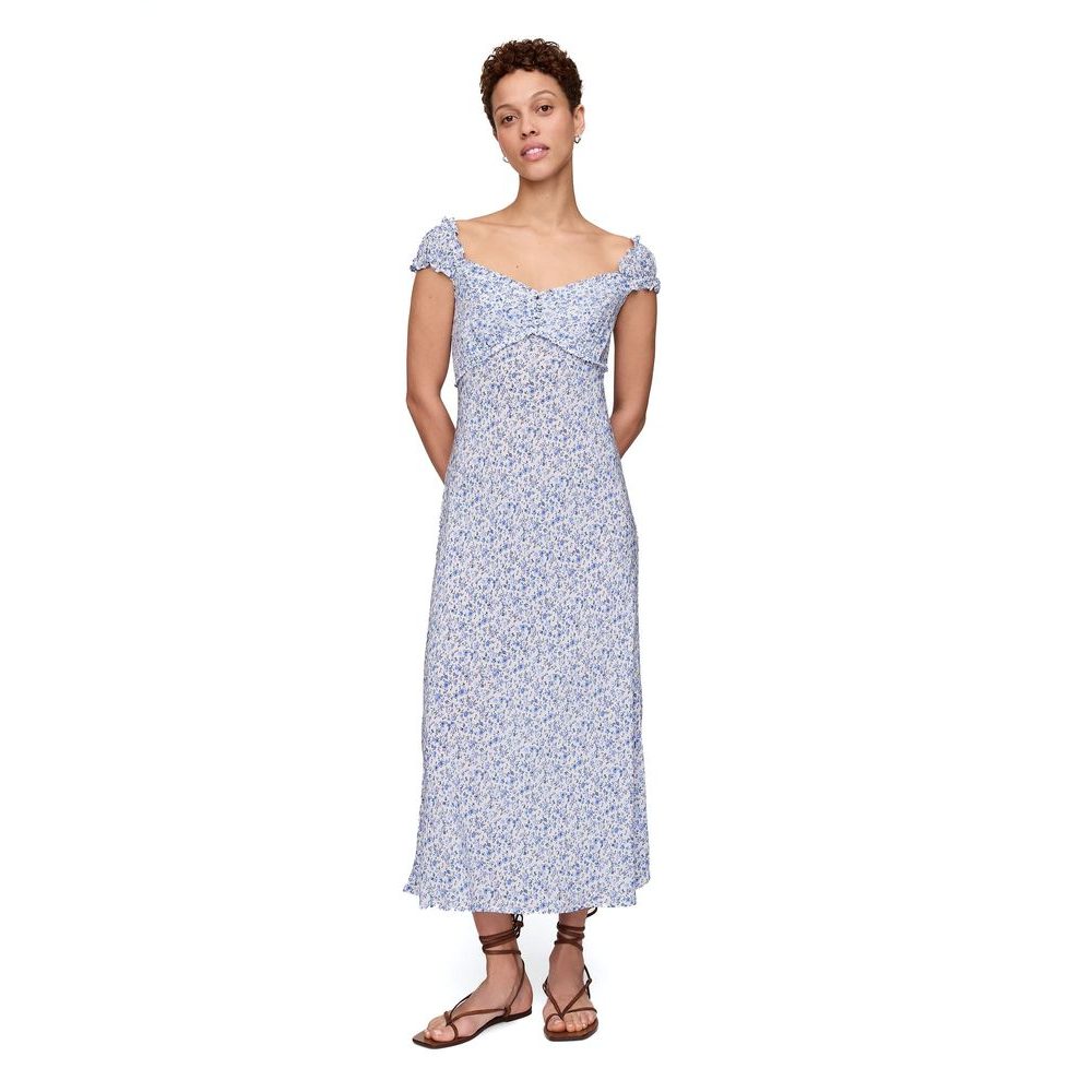 Květované maxi šaty Modrá