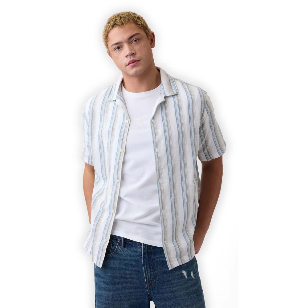 895225-02 Košile z lněné směsi Vacay Shirt Modrá