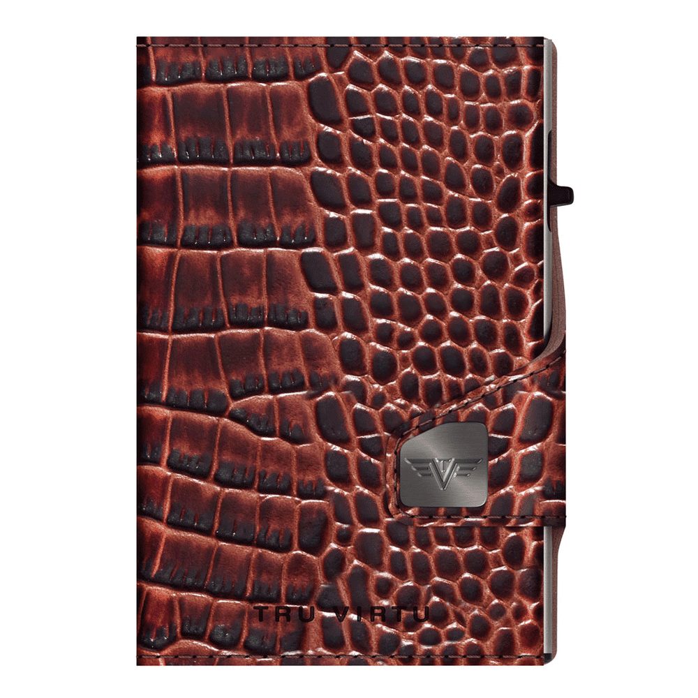 Twin Wallet Click & Slide - leath. Croco Brown
