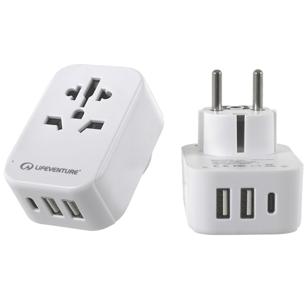 World to Europe Travel Adaptor with USB (& USB C)