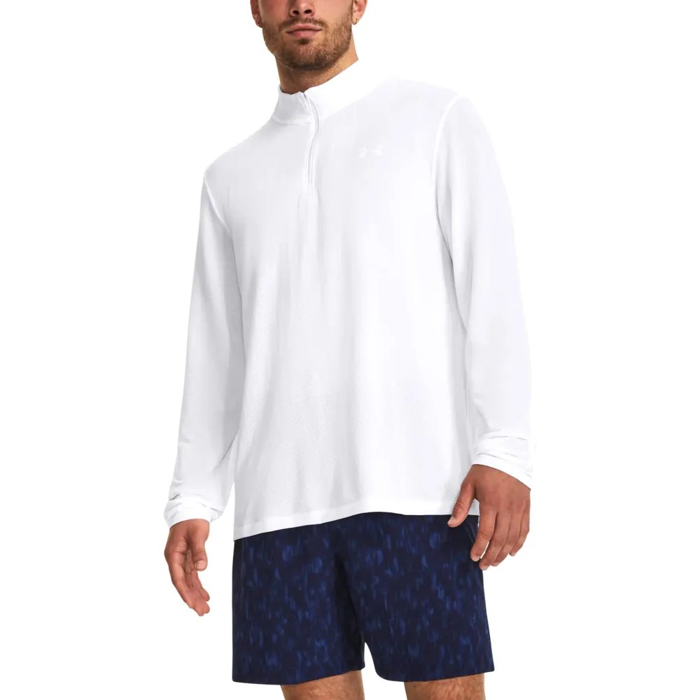 SEAMLESS STRIDE 1/4 ZIP-WHT