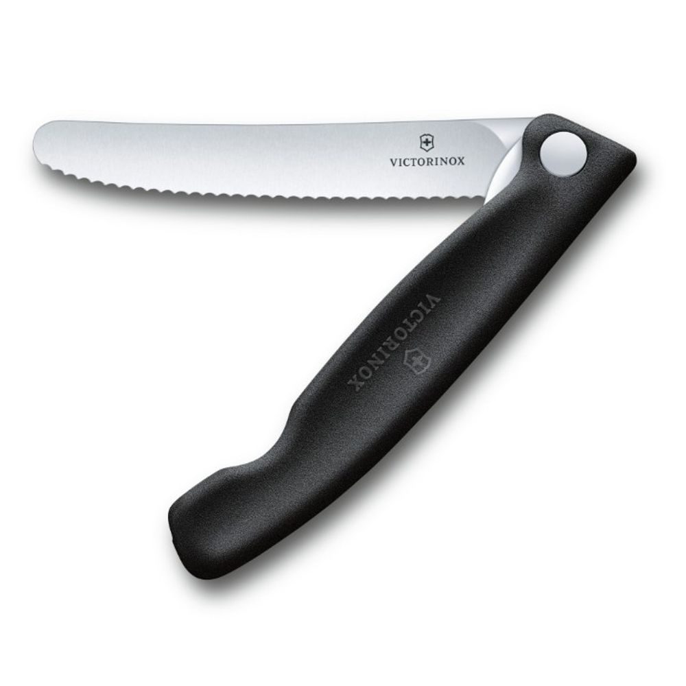 Swiss Classic, picnic knife, 11cm, wavy, black, box